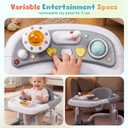 Baby Walker with Wheels, 5-in-1 Foldable Infant Toddler Walker for Boys Girls 6-18 Month,One-Step Fold Structure, 3 Adjustable Heights, Detachable Seat,Push Walker with Speed Control Wheels, Grey