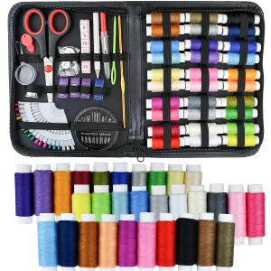 Sewing Kit, 100 Pcs Portable Mini Sewing Kit for Home Travel Sewing Accessories with 30 Color Thread, Tape Measure, Needles, Scissors and Other Accessories
