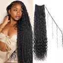 Boho Crochet Braids Pure Protein Fiber Close to Human Hair 30 Inch 3 Curls Bohemian Goddess Box Braids Crochet Hair For Black Women 8 Packs Pre-Looped Natural Look Hair Extensions (30Inch 1B)