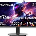 SANSUI 24" 1ms 160Hz Gaming Monitor, FHD 1080P Computer Screen, FreeSync Sync, 4000:1 Contrast, 110% sRGB, HDMI & DP Ports, VESA Mount, HDMI Cable Included (Black)