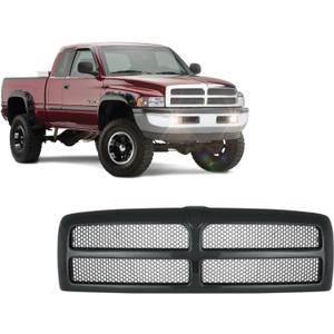 Front Grille With Honeycomb Mesh Insert (All Black) Front Grill Compatible With Dodge 1994-2001 Ram 1500 / Compatible With Dodge 1994-2002 Ram 2500 / Compatible With Dodge 1994-2002 Ram 3500