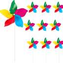 NOVWANG 20 Pack Rainbow Pinwheels, Kids' Party Gifts Flower Wind Spinners, DIY Windmill Crafts, Festival Birthday Colorful Outdoor Decorations for Garden, Lawn, Yard, Patio, Camping, Park
