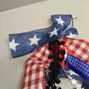 Large Patriotic Ribbon Bow, 4th of July Red White and Blue Bows Clip-On Star Sash Patriotic Wreaths for Front Door Indoor Outdoor Memorial Day Decoration