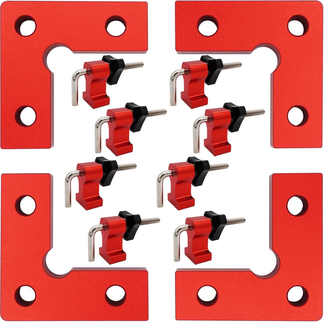 4-Pack Corner Clamps 90 Degree, 2.32"x2.32" Mini Aluminum Alloy Right Angle Clamps, Woodworking Positioning Squares for Cabinets, Drawers, Tables, Picture Frames, Boxes