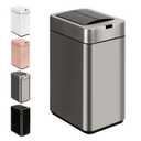 Sensor Trash Can with Butterfly Lid 2.6 Gallon Rectangular Automatic Garbage Can, Stainless Steel Trash Bin, Slim Waterproof Wastebaskets with Lid Soft Close for Under Counter, Silver