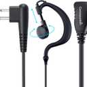 commountain Earpiece w/Mic Compatible with Motorola Walkie Talkies & Radios R2 CP100D CP185 CP200D CP200 CLS1410 CLS1110 BPR40 BPR40D RDU4100 RMU2040 RMU2080D and More, G Shape Earhook Headset, 2 Pin (For users below 6 feet tall)