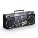 aiwa Retro Boombox BackTrack CD Player with Cassette Recording, Bluetooth 5.0, FM/ AM Radio, USB/ SD/ AUX Inputs, VU Meters, LCD Display, Dual 40W Speakers (Black and Gold)
