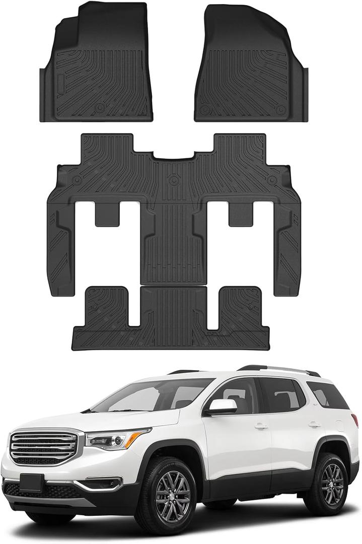 Traverse Floor Mats - Car Mats for Chevy Traverse 2009-2017, All Weather Floor Mats for Traverse Accessories, Heavy Duty Rubber Mats, Car Accessories