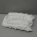 Boho Farmhouse White Shower Curtain Woven Fabric Shower Curtain, 72 x 72 Tufted Pleat Floral Puffs Textured Modern Farmhouse Minimalist Shower Curtain Set with Hooks for Bathroom