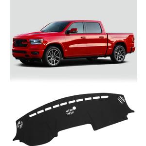FIILINES Dash Cover for Dodge Ram 1500 2500 3500 2019-2026, Upgraded Breathable Dashboard Cover Soft Mesh Fabric Dash Mat Sunshade Nonslip No Glare Black