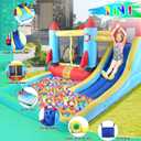 Bounce House,Inflatable Bounce Castle with Blower for Kids 3-12,Outdoor/Indoor Bouncy House Water Park for Backyard with 2 Splash Slides,Climbing Wall,Ball Pit,Jumping Area (146" x 132" x 81")