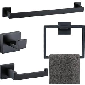 Matte Black Bathroom Accessories Bath Accessories Set Towel Racks for Bathroom Towel Holder Black Bathroom Hardware Set Black Bathroom Towel bar Sets Stainless Steel Bath Accessories kit 23.6 Inch