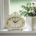 Creative Co-Op Distressed Pewter Mantel Clock, Cream
