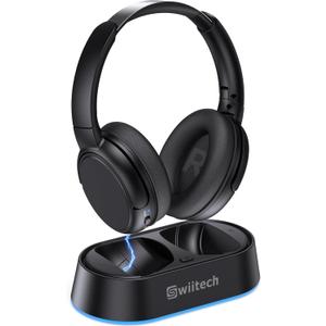 Swiitech Wireless Headphones for TV Watching with Charging Dock, 45H Playtime, Bluetooth 5.3, Clear Voice, No Audio Delay, Plug & Play Over-Ear Headset for Seniors