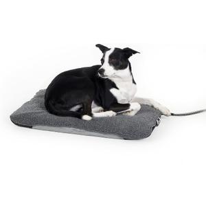 K&H Pet Products Lectro-Soft Orthopedic Outdoor Heated Dog and Cat Bed for Medium Dogs or Big Cats, Soft/Flexible Safety Listed Warming Pad, Waterproof, Washable Cover - Medium 24 X 19in Gray 40W