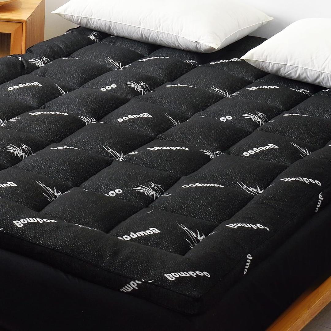 Favorland Mattress Topper King Size - Cooling Extra Thick Breathable Viscose Made from Bamboo Mattress pad - Soft Quilted Fitted Mattress Cover with 900 GSM Down Alternative Fill (8-21Deep Pocket)