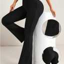 SHENHE Women's High Waist Flared Pants Sports Leggings Bootcut Workout Yoga Pants (Black, L)