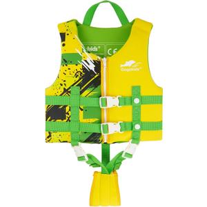 Gogokids Toddler Swim Vest, Premium Swim Vest for Kid Swimming Jacket for 30-40-50-60-70-80 Lbs Girls and Boys, Toddler Floaties Swimming Aid with Dual Safety Strap for 2-9 Years in Pool/Puddle/Beach (Yellow)