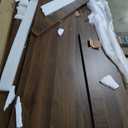 2-Tier Washer Dryer Countertop with 2.75" H Edge Rails, 54" W x 27.55" D Laundry Countertop for Folding Clothes, Washer and Dryer Topper with Non-Slip Pad (Dark Walnut)