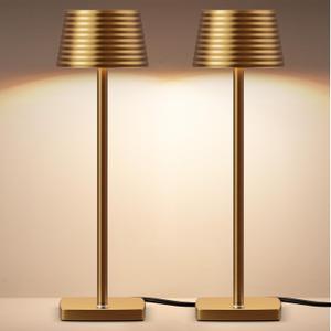 Set of Industrial 2 Bedside Table Lamp - 2 Level Brightness Dimmable LED Modern Desk Lamps Nightstand Table Light for Bedroom Living Room Office Bronze