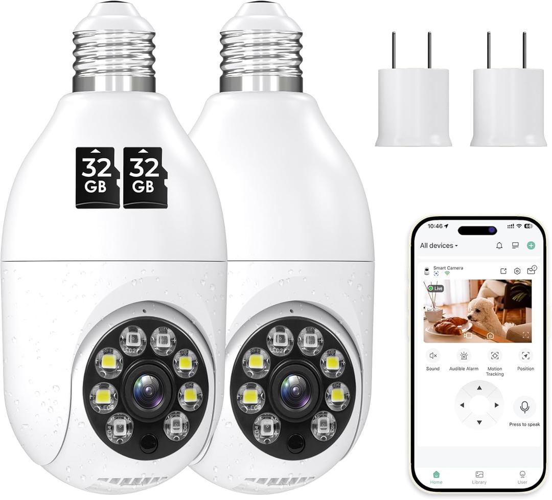 Security Camera Wireless Outdoor, HD Home Security Cameras, WiFi Wireless Cameras for Home Security, 360 View, Motion Detection, Night Vision,Easy Installation