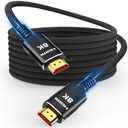 Snowkids 8K 2.1 50 FT Long Fiber Optic HDMI Cable, 48Gbps Ultra High-Speed HDMI Cables Cord, 4K 120Hz 144Hz Compatible for TV/Laptop/Monitor/PS-5/X-box/Projector/Entertainment/Sound System & More (50feet, Black)