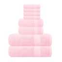GLAMBURG Ultra Soft 8-Piece Towel Set - 100% Pure Ringspun Cotton, Contains 2 Oversized Bath Towels 27x54, 2 Hand Towels 16x28, 4 Wash Cloths 13x13 - Ideal for Everyday use, Hotel & Spa - Pink