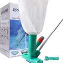 POOLWHALE Upgrades Pool Spa Pond Mini Jet Vac Vacuum Cleaner w/Brush, Bag,6 Sections Telescopic Pole of 56.5" and Handle (Updated Pool Jet Vacuum)