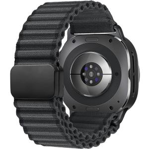 Magnetic Trail Band for Samsung Galaxy Watch Ultra Bands 47mm Men/Women,Lightweight Breathable Soft Fabric Nylon Sport Strap Compatible with Samsung Watch Ultra Band 47 mm Replacement Correa Reloj (Samsung Galaxy Watch Ultra 47mm Band, 01-Dark Grey)
