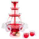 Nostalgia 3-Tier Party Fountain, Holds 1.5 Gallons, LED Lighted Base, Includes 3 Reusable Cups, 1.5 Gallon, Clear