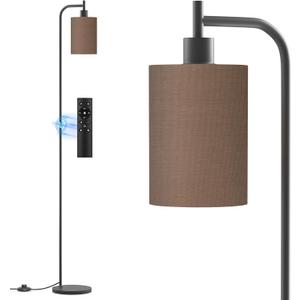 SIBRILLE Floor Lamp with Linen Shade, Dimmable Tall Standing Lamp with Remote Control & 3 Color Temperatures, Modern Floor Lamps for Living Room Bedroom Office Corner, 9W LED Bulb Included (Brown)