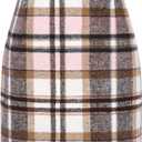 IDEALSANXUN Womens High Waist Plaid Skirt Bodycon Pencil Wool Mini Skirts (Pink) M