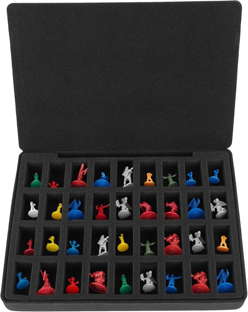 Hard EVA Minature Figure Box - 36 Slot Figurine Carrying Case,Pre-grooved Foam Layer Compatible with DND & All Small Based Miniatures (Case Only)