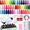 VANREESA 42 Pcs Gel Nail Polish Kit with U V Light 24 Colors Nail Polish Gel Kit Bright Red Orange Yellow Green Blue Purple Pink Complete Nail Kit with Manicure Tools Gifts for Women (Bright & Trendy Collection)
