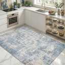 Area Rugs 4x6 for Living Room Bedroom Dining Room Washable Non Slip Low Pile Modern Abstract Rug Home Office Decor Blue