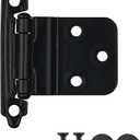 JQK 3/8 Inch Inset Cabinet Door Hinges Black, 30 Pack 15 Pairs Flush Face Mount Cupboard Self-Closing Kitchen Cabinet Hardware Hinges with Door Bumper, CH201-BK-P30