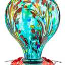 Hummingbird Feeders 32OZ Glass Hummingbird Feeder with Ant Moat, Yard Porch Decor (Teal Blue)