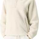 Aimiray Fleece Pullover Women Long Sleeve Half Zip Sherpa Jacket Warm Trendy Teddy Fall Sweatshirts with Side Pockets XL