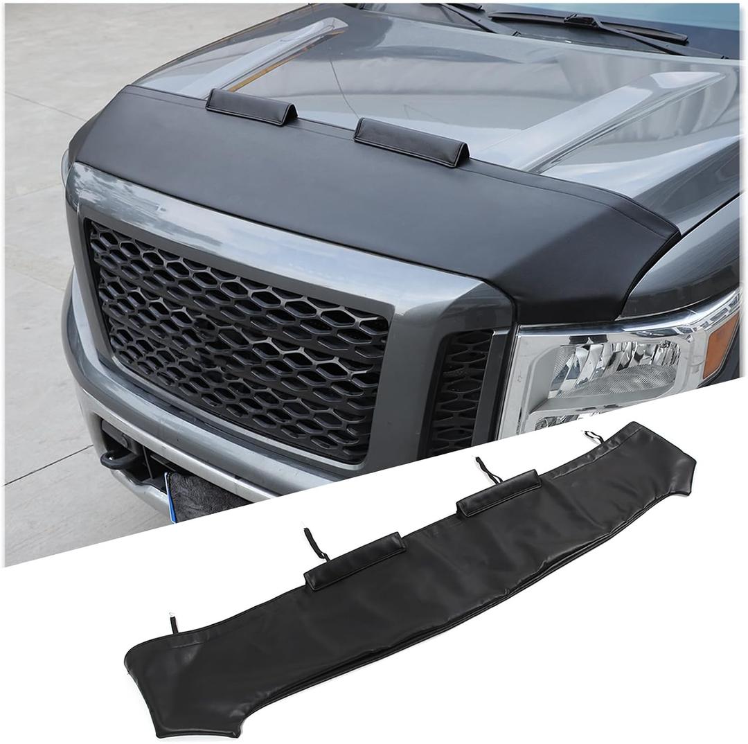 Car Hood Protector Bra, Auto Ventshade Compatible with Nissan Titan 2016-2023, Bug Flector Hood Shield Leather, Hood Bra Front End Nose Mask Accessories