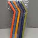 NiHome 6PCS Extra Wide Reusable Bent Silicone Straws for Boba, Smoothies, Bubble Tea, Eco-Friendly Bent Straws for Thick Drinks, Child-Safe, Customizable Length, 2 Brushes Easy Cleaning (Deep Rainbow)