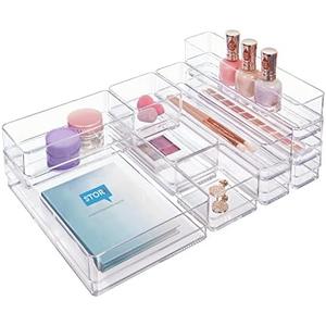 STORi SimpleSort 10-Piece Stackable Clear Drawer Organizer Set | Multi-size Trays | Makeup Vanity Storage Bins and Office Desk Drawer Dividers | Made in USA