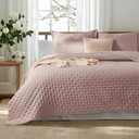 Bedsure Quilts Queen Size - Dusty Rose Bedspread Queen Size & Lightweight Comforter, Country Cottage Coverlet with Clover Pattern, Ultra Soft All-Season Bedding, 90 x 96 Inches