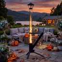 55.85" Patio Pellet Heater, Pellet Torch Patio Heater
Glass Tube Flame | Portable Tripod Design with Ash Tray |360° Flame View for Patio, Backyard, Garden