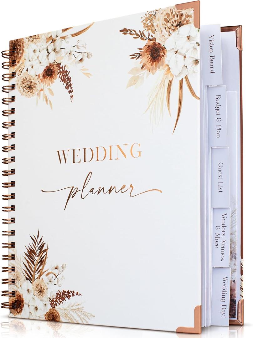 Beautiful Boho Wedding Planner Book and Organizer - Enhance Excitement and Makes Your Countdown Planning Easy - Unique Engagement Gift for Newly Engaged Couples, Future Brides and Grooms,9 X 11 inches