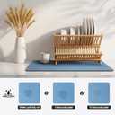 Ecotrim - Dish Drying Mat for Kitchen Counter | Coffee Bar Mat for Countertops | Heat Resistant Drainer Mat with Non-slip Rubber Backed | Hide Stain Kitchen Absorbent Draining Mat | Blue 16"x18"