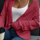 Dokotoo Women's 2026 Fashion Casual Open Front Long Sleeve Chunky Knit Cardigans Sweaters Outerwear Coats (Pink, S)
