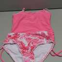 Girls Tankini Swimsuits Size 12-14 Teen Bathing Suits for Girl 12-14 Tropical Pink Leaf Unique Edge Swimwear with Drawstring + Swim Briefs 2 Piece Set