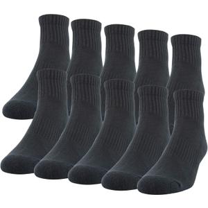 Gildan Men's Active Cotton Ankle Socks, 10-Pairs (Black) Sizes 6-10