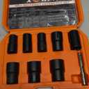 XEWEA 9PCS Lug Nut Extractor Set, 1/2" Drive Impact Bolt Remover Socket Tool, Wheel Lock Removal Kit, Easy Out Extractor Set for Damaged, Frozen, Rusted, Rounded-Off Bolts, Father's Day Gift