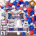 259pcs Baseball Birthday Decorations, All-in-one Baseball Birthday Party Pack with 20pcs Plates, Napkins, 2pcs Tablecloth, Banner, Balloon Arch for Baseball Party Supplies, 20 Guests